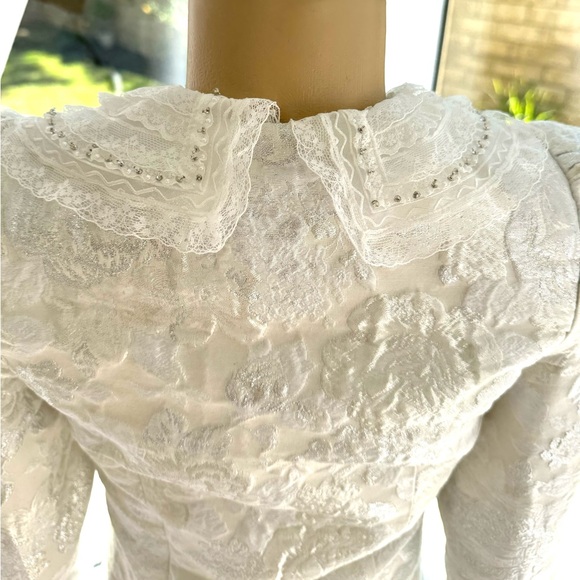 Dream Sister Jane Tailored Jacquard Mini Dress Ivory Size XS Floral Long Sleeve - Picture 11 of 16